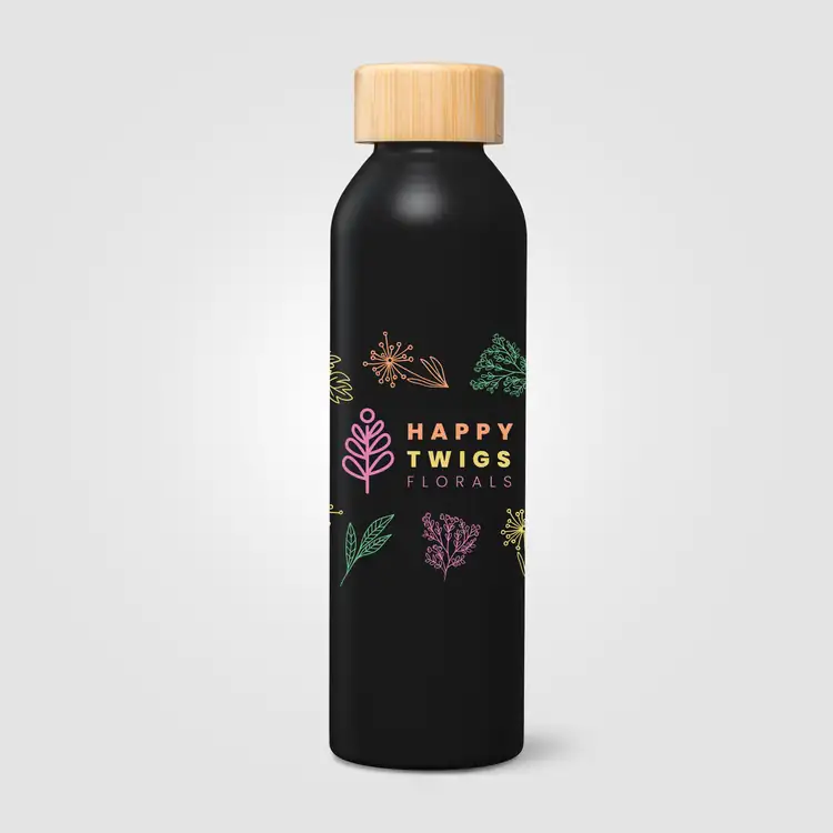Bouteille Eden en acier inoxydable recyclé avec couvercle en bambou 20 oz #7