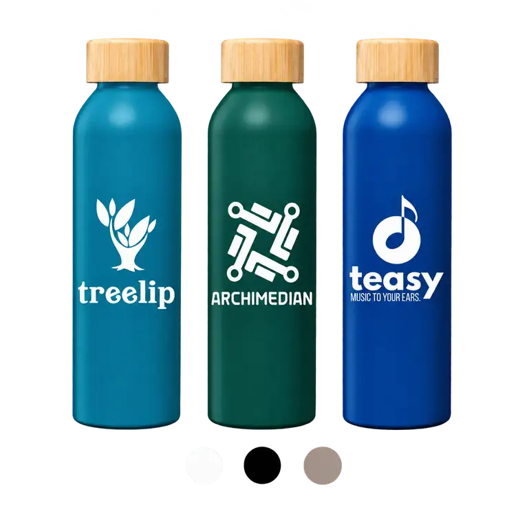 Bouteille Eden en acier inoxydable recyclé avec couvercle en bambou 20 oz
