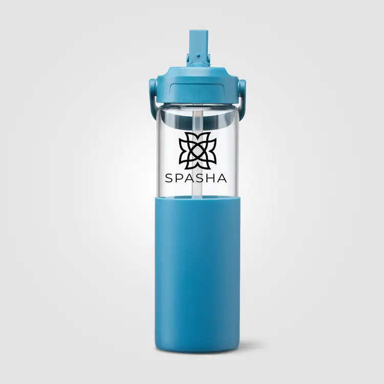 Juno Glass Bottle with Silicone Sleeve and Straw 22 oz #13