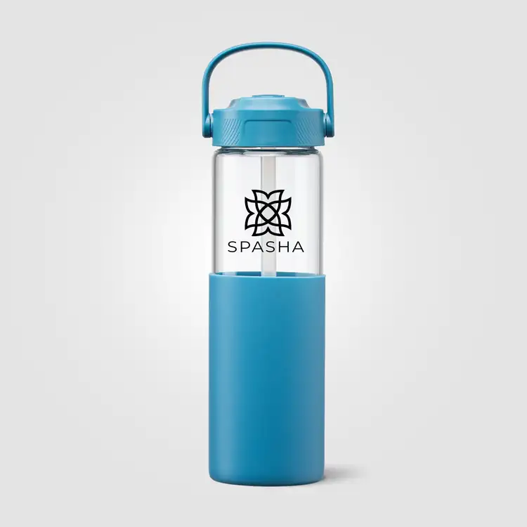 Juno Glass Bottle with Silicone Sleeve and Straw 22 oz #14