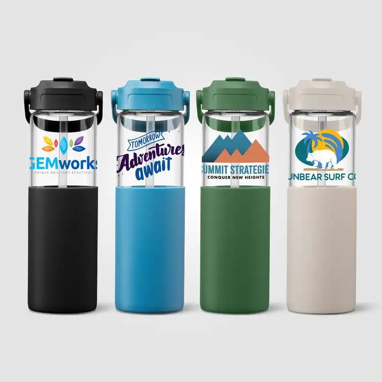Juno Glass Bottle with Silicone Sleeve and Straw 22 oz #2