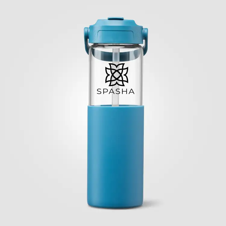 Juno Glass Bottle with Silicone Sleeve and Straw 22 oz #9