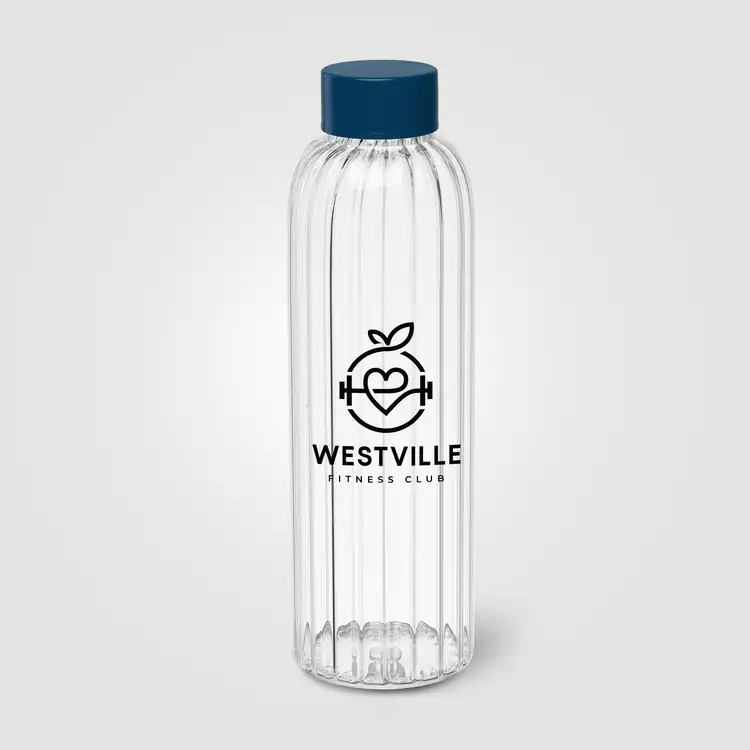 Linea Ridged Borosilicate Glass Bottle with Coloured Lid 21 oz #10