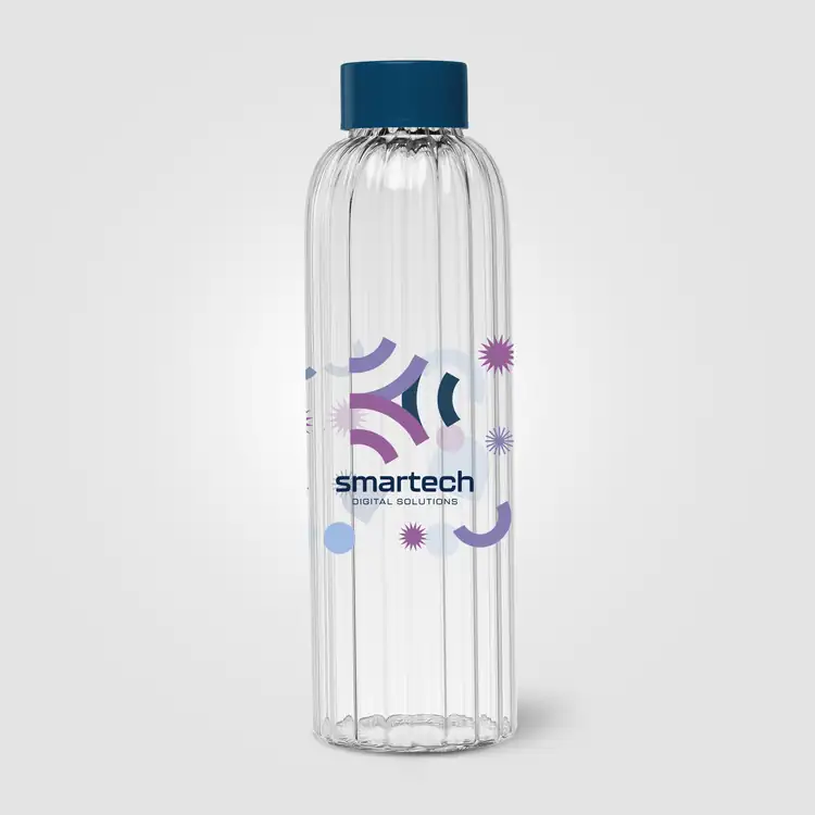Linea Ridged Borosilicate Glass Bottle with Coloured Lid 21 oz #12