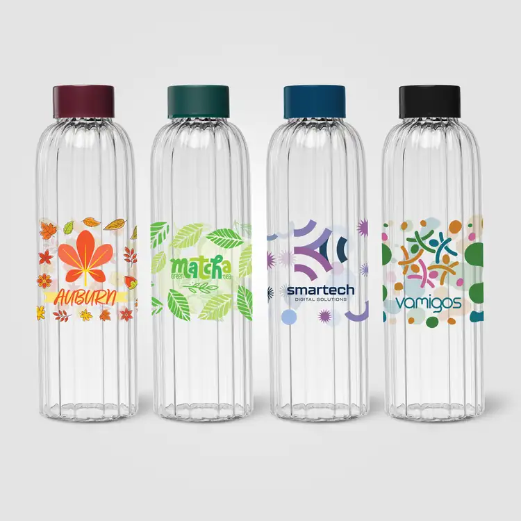 Linea Ridged Borosilicate Glass Bottle with Coloured Lid 21 oz #2