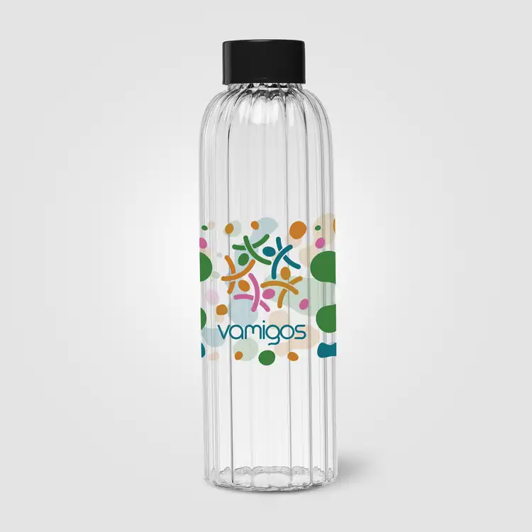Linea Ridged Borosilicate Glass Bottle with Coloured Lid 21 oz #6