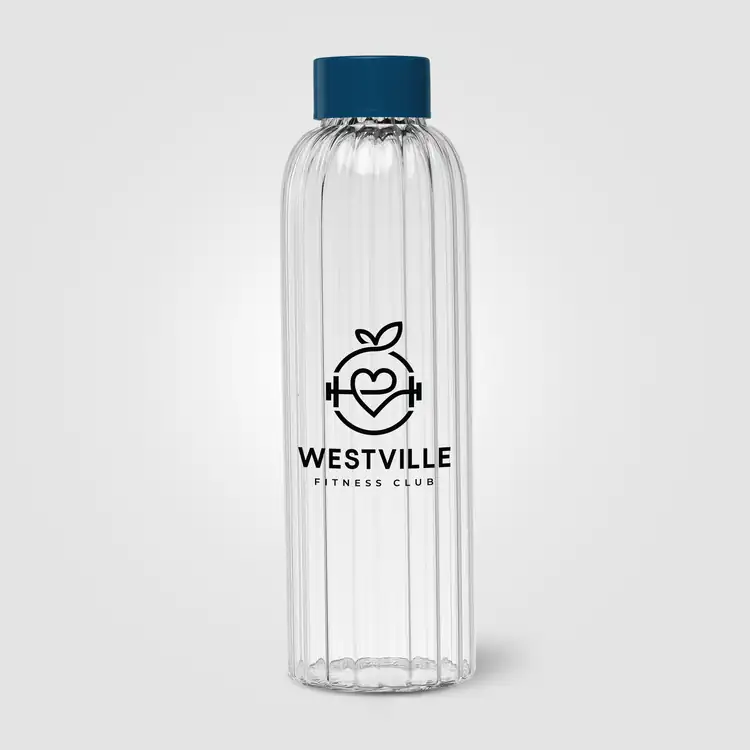 Linea Ridged Borosilicate Glass Bottle with Coloured Lid 21 oz #9