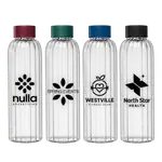 Linea Ridged Borosilicate Glass Bottle with Coloured Lid 21 oz