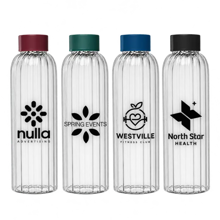 Linea Ridged Borosilicate Glass Bottle with Coloured Lid 21 oz
