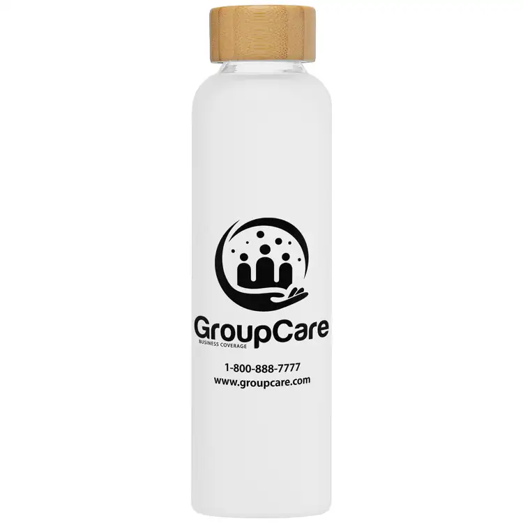 Bouteille Lucerne en verre borosilicaté givré avec bouchon en bambou 20 oz #3