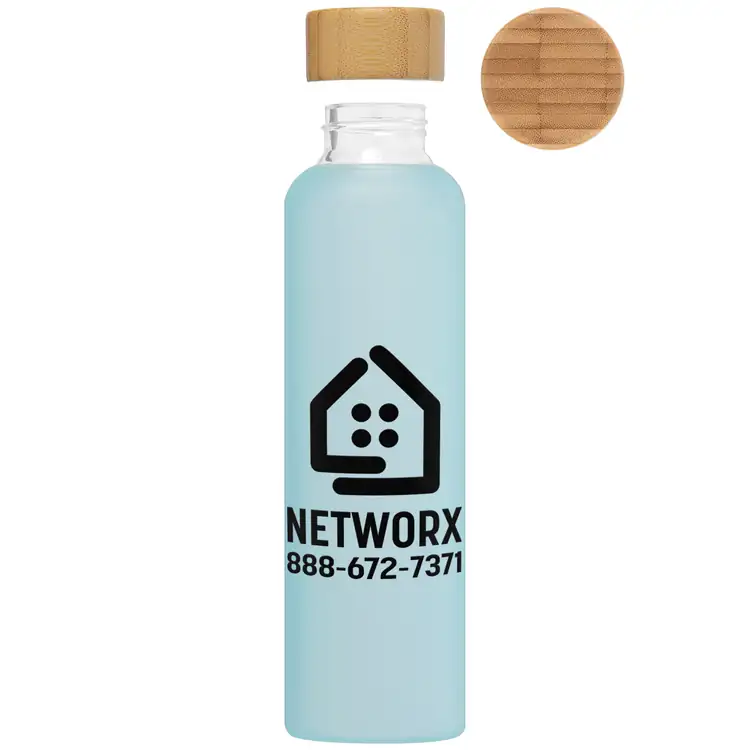 Bouteille Lucerne en verre borosilicaté givré avec bouchon en bambou 20 oz #6