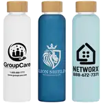 Lucerne Frosted Borosilicate Glass Bottle with Bamboo Lid 20 oz