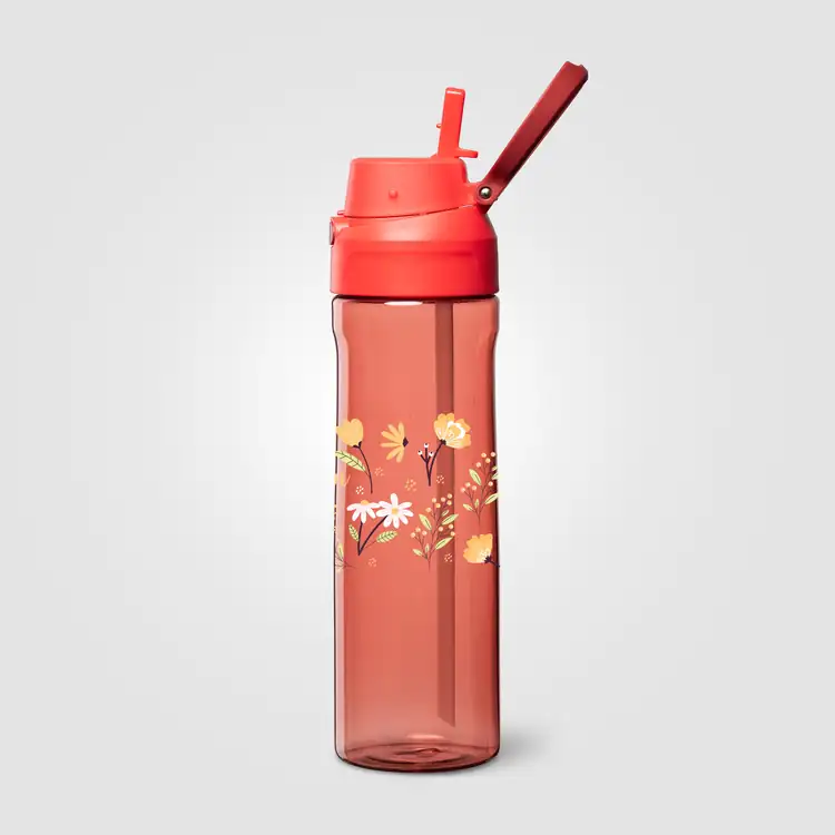 Lynk rPET Bottle with Straw and Flip-Top Lid 28 oz #10