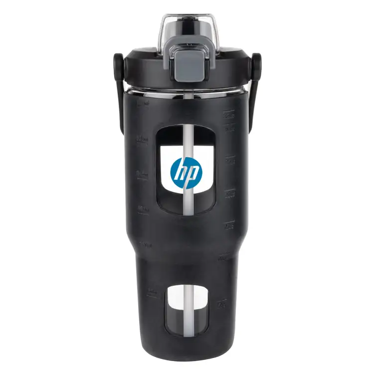 Bouteille Turbo 32 oz en verre borosilicaté avec paille
