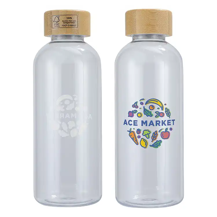 Bouteille de sport réutilisable Vida 22 oz en RPET avec couvercle en bambou #2