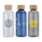 Bouteille de sport réutilisable Vida 22 oz en RPET avec couvercle en bambou