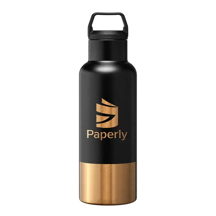 Aurelia Recycled Stainless Steel Vacuum Bottle with Gold Accents 21 oz