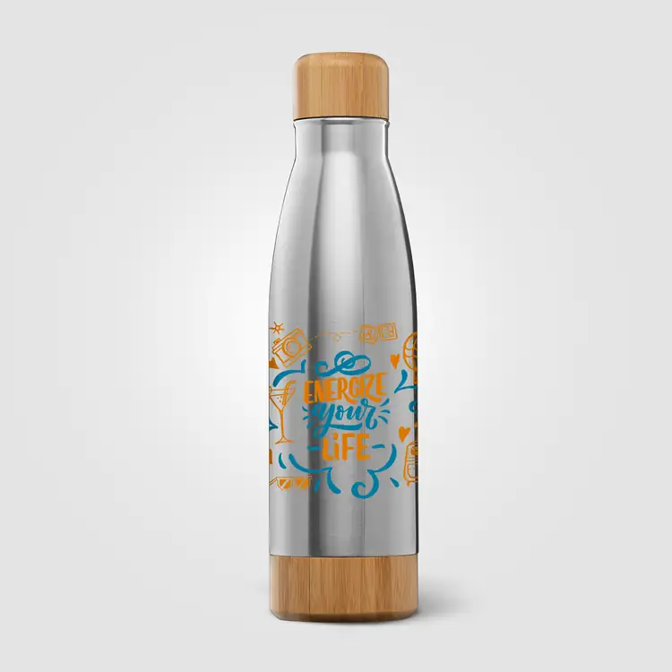 Ibiza Bamboo Stainless Steel Vacuum Bottle with Bamboo Lid and Base 21 oz #17
