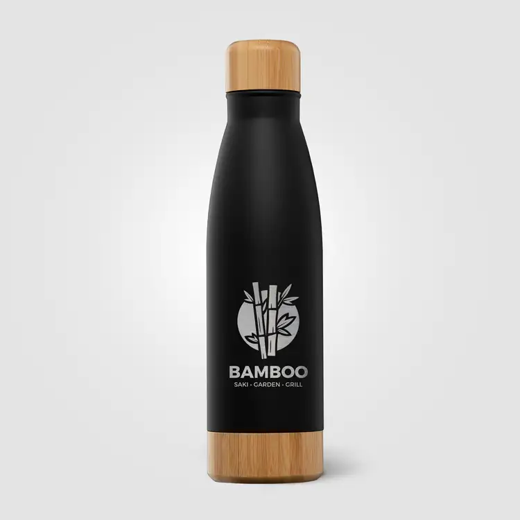 Ibiza Bamboo Stainless Steel Vacuum Bottle with Bamboo Lid and Base 21 oz #20