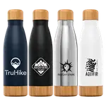 Ibiza Bamboo Stainless Steel Vacuum Bottle with Bamboo Lid and Base 21 oz
