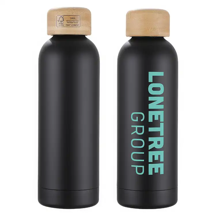 Bouteille isotherme Lexi 17 oz en acier inoxydable écologique avec couvercle en bambou #2