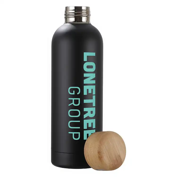 Bouteille isotherme Lexi 17 oz en acier inoxydable écologique avec couvercle en bambou #6