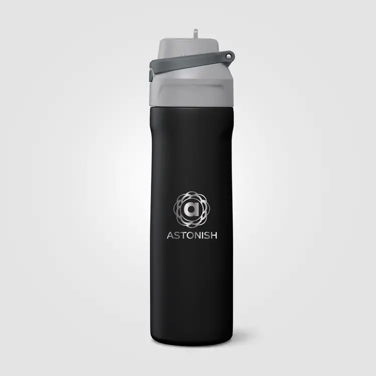 Bouteille isotherme Lynk en acier inoxydable recyclé avec paille rabattable 23 oz #5