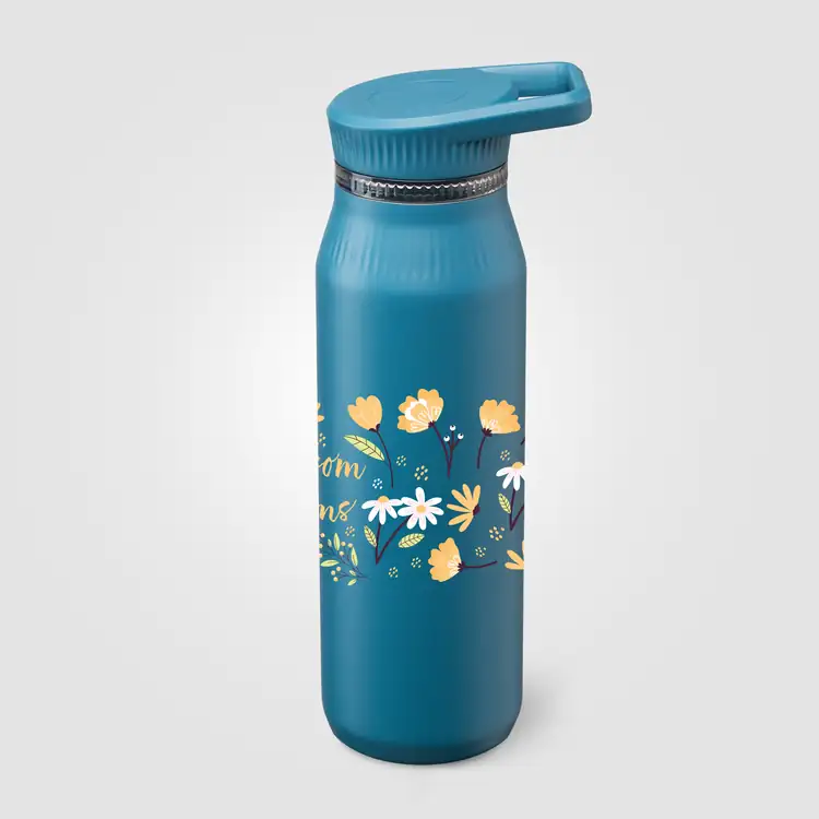 Bouteille isotherme Majesty en acier inoxydable recyclé à double couvercle 25 oz #17