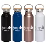 Stainless Steel Vacuum Bottle with Bamboo Lid