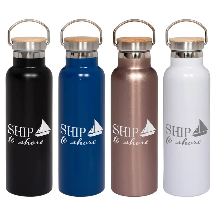 Stainless Steel Vacuum Bottle with Bamboo Lid