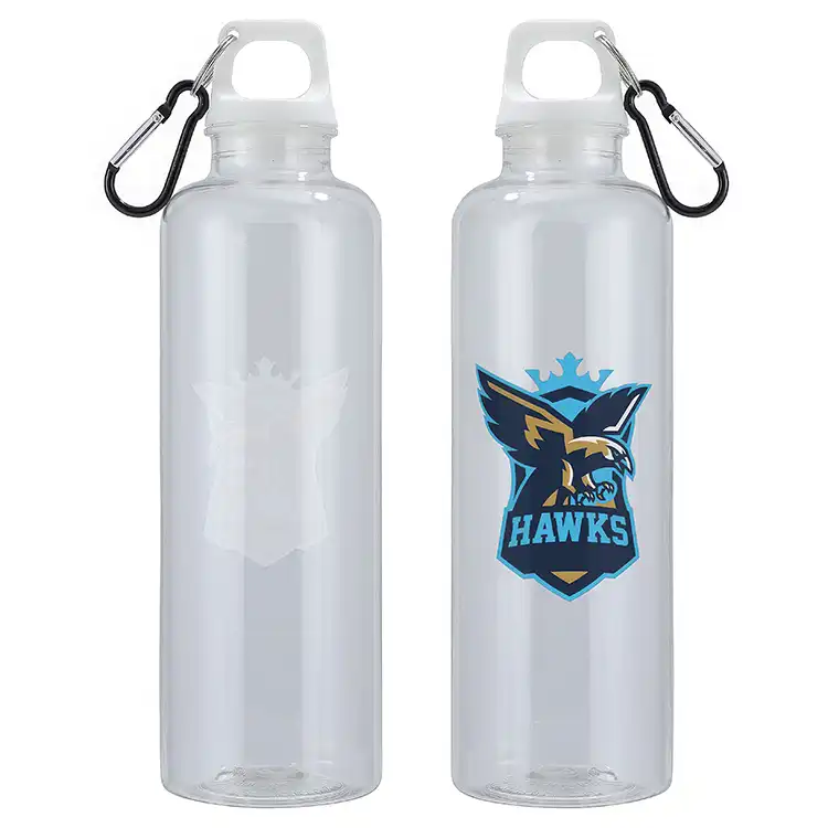 Aloha 25 oz RPET Reusable Translucent Bottle with Carabiner #3