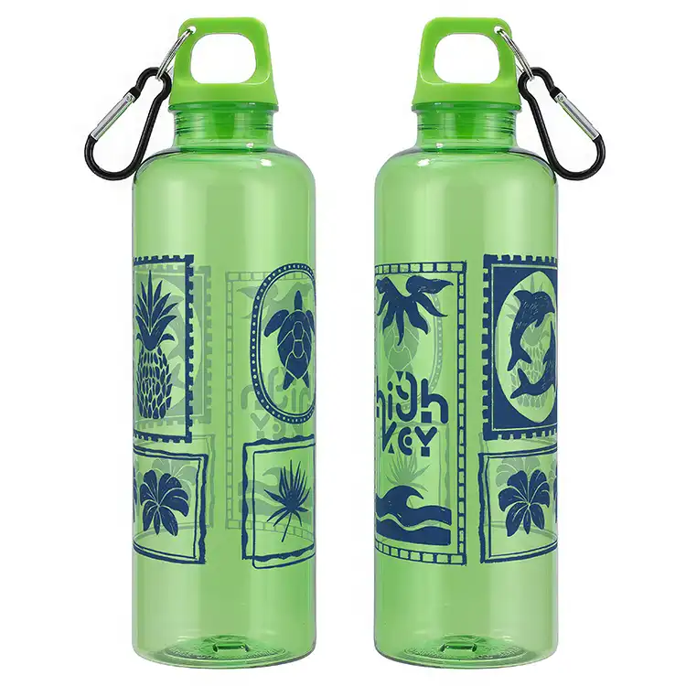 Aloha 25 oz RPET Reusable Translucent Bottle with Carabiner #4
