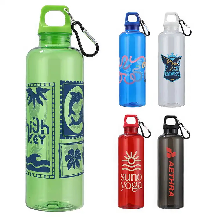 Aloha 25 oz RPET Reusable Translucent Bottle with Carabiner