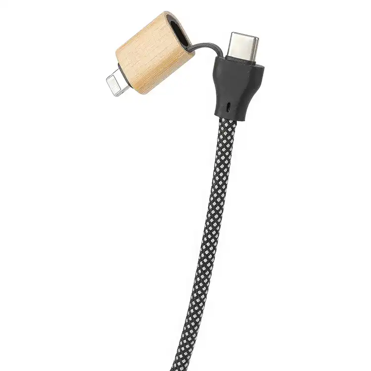 Câble de charge et de données Bolt 4-en-1 39" en bambou et RPET 100 W #2