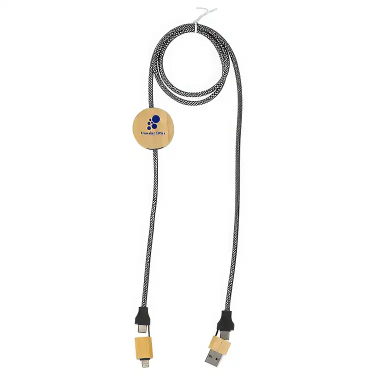 Câble de charge et de données Bolt 4-en-1 39" en bambou et RPET 100 W #3