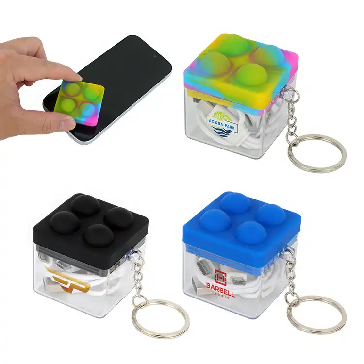 Câble de chargement Push Pop avec porte-clés et nettoyant pour écran