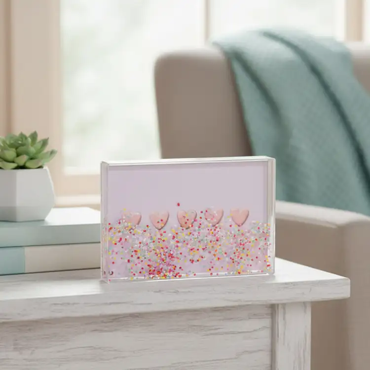 Aqua Picture Frame with Floating Polka Dots #2