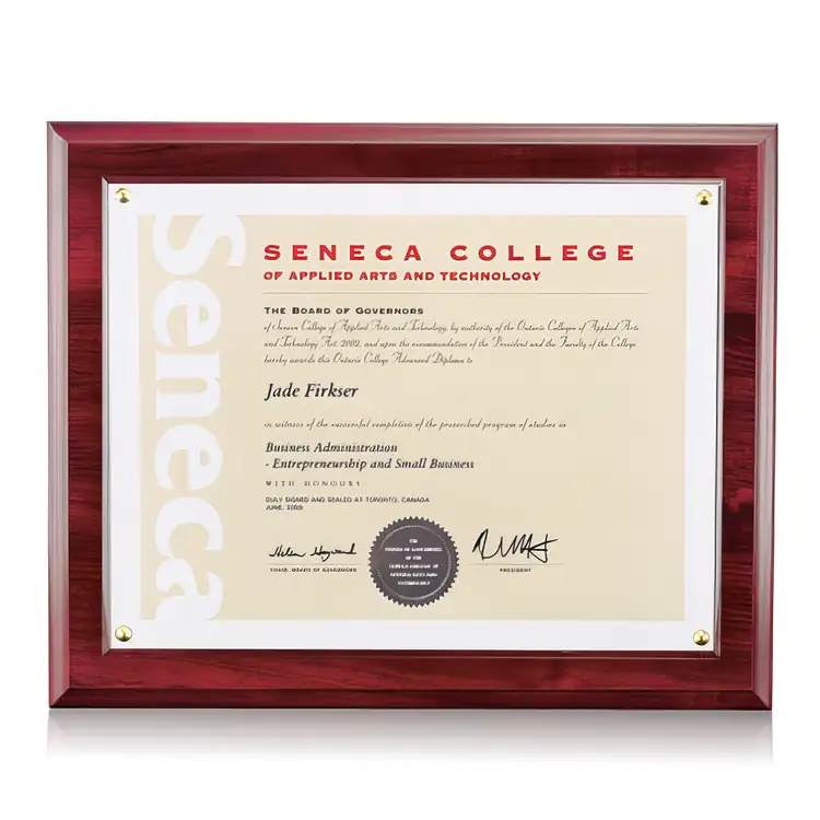 Cadre pour certificat Walcourt - Cerisier