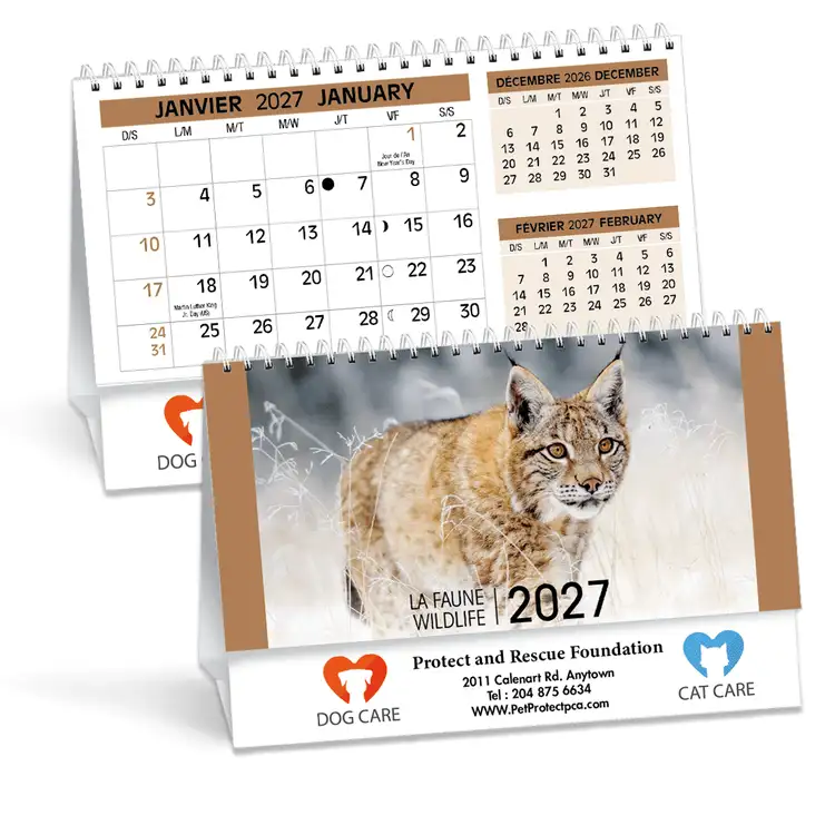 Calendrier de bureau Faune nord-américaine 2027