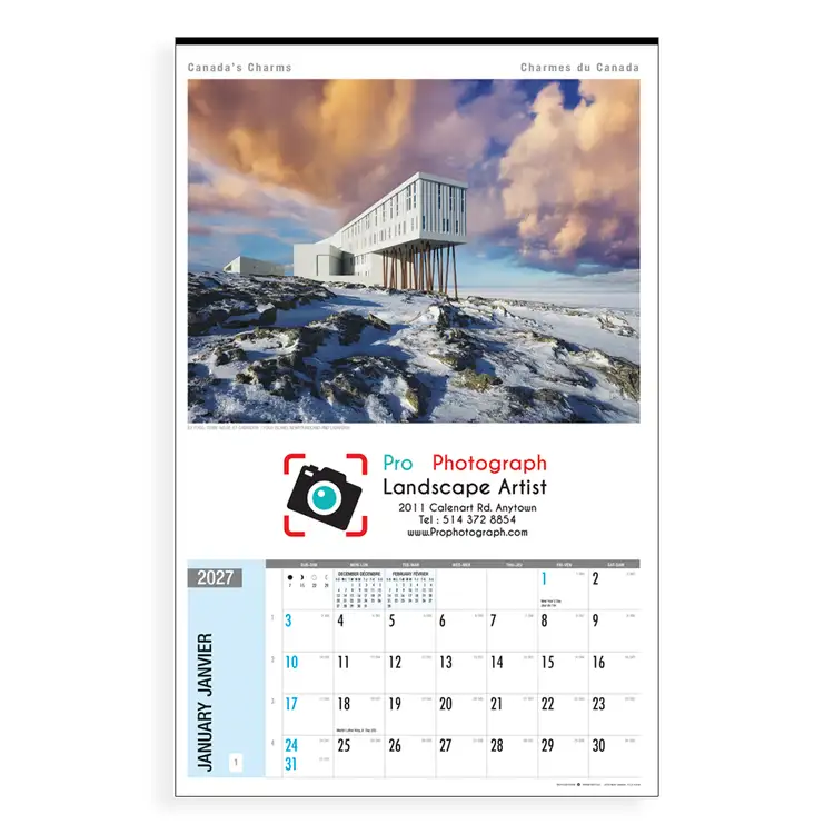Calendrier mural Charmes du Canada 12 pages 2027