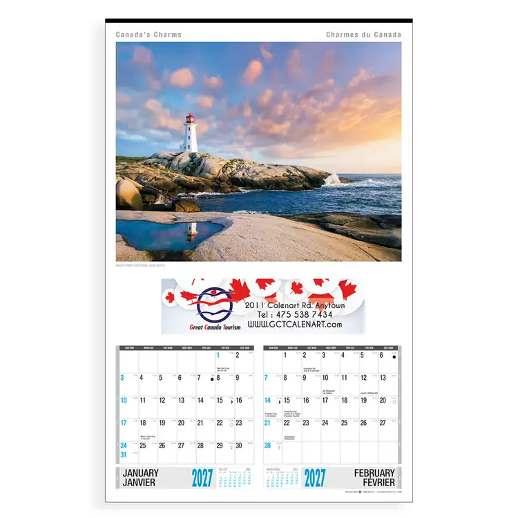 Calendrier mural Charmes du Canada 6 feuilles 2027