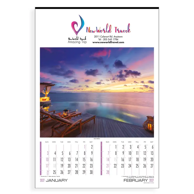 Calendrier mural Exotique 2027