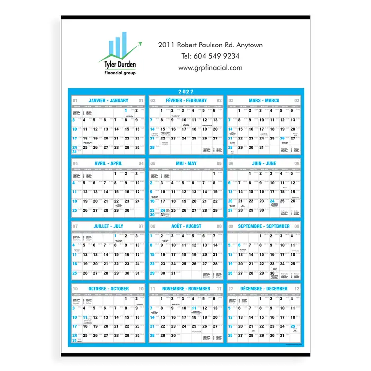 Calendrier mural Mémo 2027