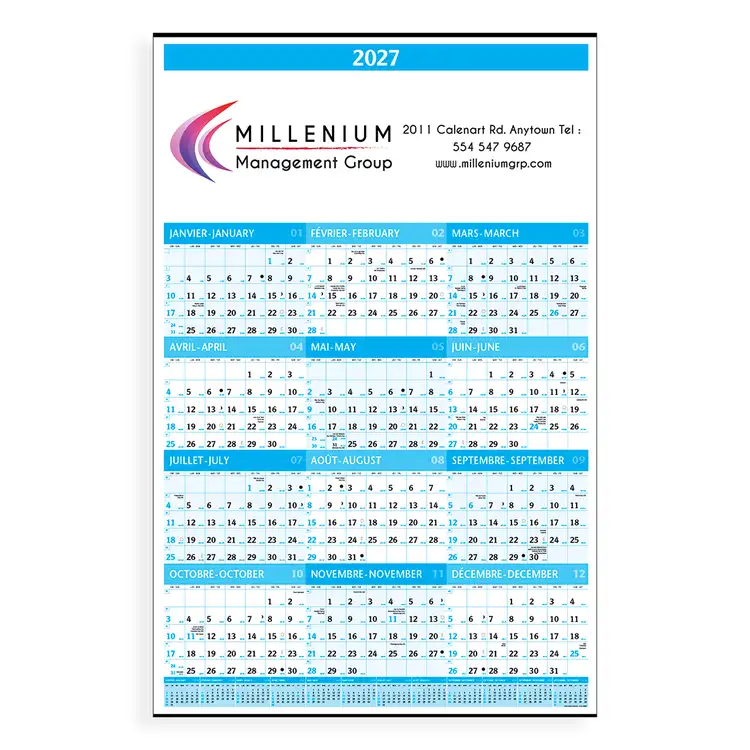Calendrier mural Planificateur Plus 2027