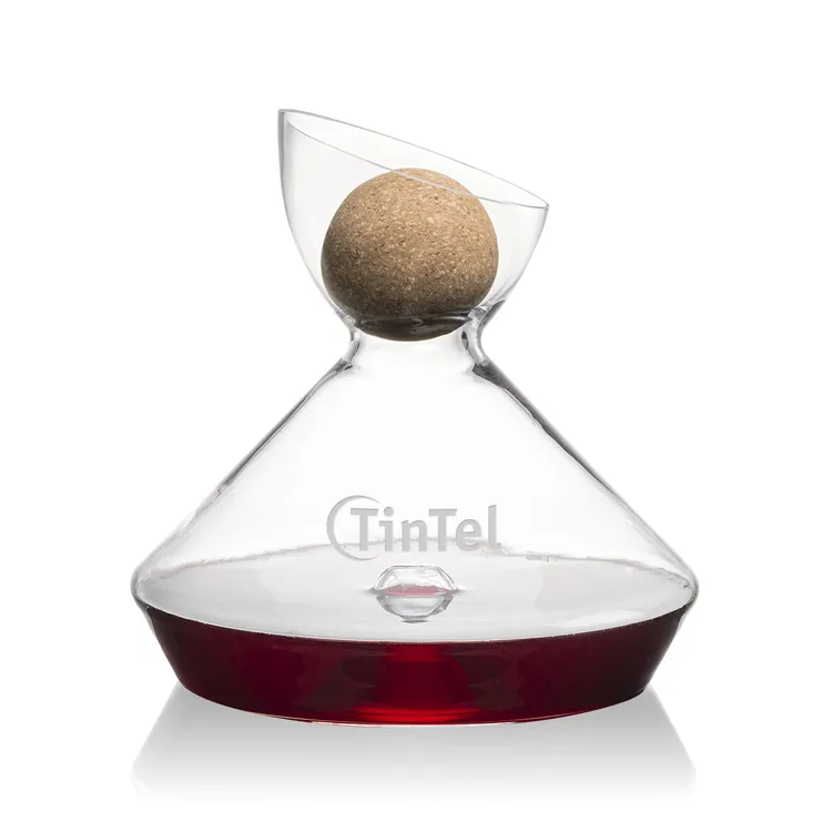 Woodbury Wine Carafe 56 oz with Cork Stopper - Deep Etch