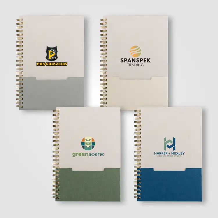 Carnet Lino A5 à spirale et pochette verticale