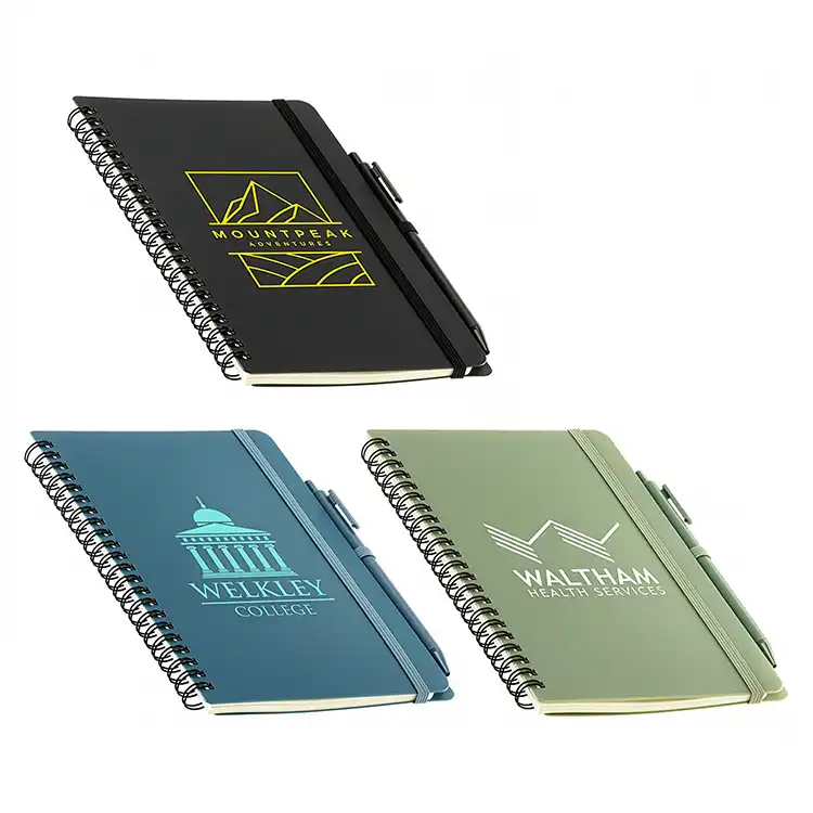 Carnet à spirale à couverture rigide recyclée Avignon Repreve avec stylo