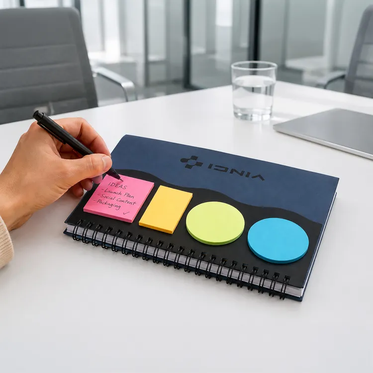 Spiral Notebook with Sticky Notes on Cover #9