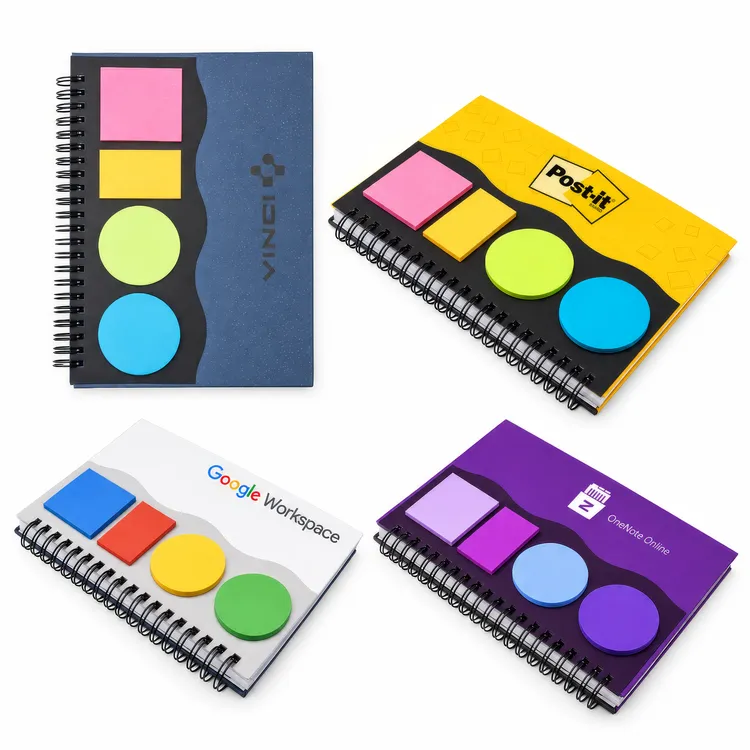 Spiral Notebook with Sticky Notes on Cover