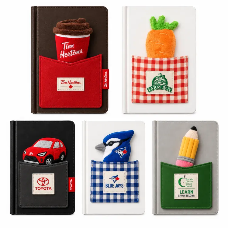 Notebook with Front Pocket and Custom Plush Toy